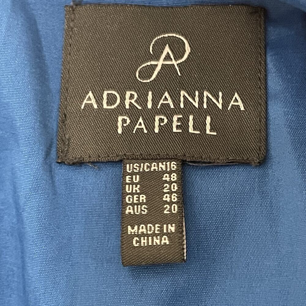 Adrianna Papell Tuck Detail Sheath Dress Size 16 Royal Blue Crepe Sleeveless NEW - Picture 8 of 12